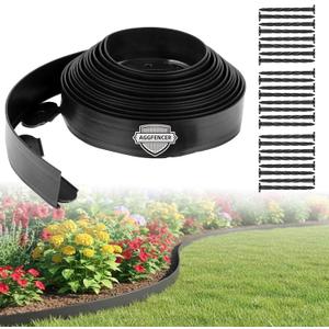 1.5 in x 33 Ft Garden Landscape Edging, No Dig Garden Edging Border Kit with 61 Pcs Spikes for Flower Bed Lawn Yard Grass Black