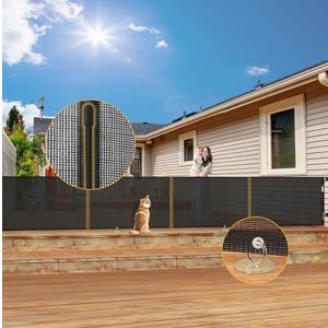 200'' Retractable Baby Gates Extra Wide,34" Tall Retractable Dog Gate for Doorways,Extra Long Retractable Baby Gate for Stairs,Kitchen,Indoor/Outdoor Retractable Gate with Fiberglass Reinforcement Rod