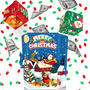 3-Pack Christmas Surprise Gift Box Explosion for Money, Pop Up Christmas Envelopes with Confetti, Portable Holiday Exploding Card for Women Men Kids, Funny Merry Xmas Gift Ideas for Giving Cash
