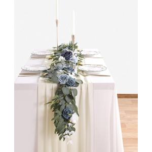 Ivory Table Runner 2 Packs Sheer Chiffon Fabric 27x120 Inches Romantic Table Runners for Wedding Rustic Boho Party Decorations