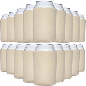 TahoeBay Bulk Blank Beer Can Cooler Sleeves (50-Pack) Sublimation Blanks for Vinyl Plain Soft Foam Can Sleeves Coolers for Soda Cans & Bottles Black, White, Assorted Solid Color (Champagne Beige)
