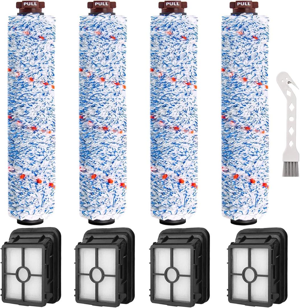 8 Pack Replacement Parts Compatible with Bissell CrossWave 1785 2306 3888A Vacuum Cleaner 4 Pack Multi-Surface Brush Roll 1868 4 Pack Vacuum Filter 1866 Compare to Part 1608683 160-8683 1608684