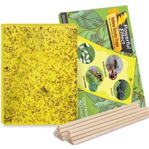 Kensizer 50-Pack Fruit Fly Trap, Yellow Sticky Gnat Traps Killer for Indoor/Outdoor Flying Plant Insect Like Fungus Gnats, Whiteflies, Aphids, Leaf Miners - 6x8 in, Twist Ties Included