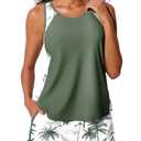 Summer Mae Blouson Tankini Swimsuits for Women 2026 Tummy Control Two Piece Bathing Suits with Sporty Pockets Swim Shorts Green Shadowa Size 10