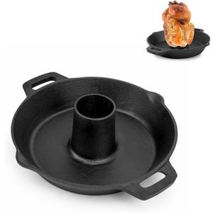 Charkettle Cast Iron Poultry Roaster Insert, Beer Can Chicken Holder with Roasting Pan, Gourmet BBQ System Vertical Roaster Stand Grilling Accessories Rack for 22" Kettle Grills/Oven/Smoker