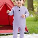Drobee Baby Newborn Solid Romper Ribbed Long Sleeve Bodysuit Jumpsuit Infant Knitted Outfits Clothes 0-24 Months
