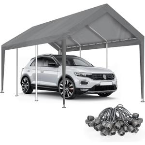 Carport Canopy 12'x20' Replacement Cover, Waterproof & UV Protected Garage Top Tarp Shelter Cover with Ball Bungee Cords, Car Cover Tent (Frame is not Included)