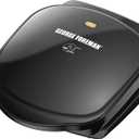 George Foreman 2-Serving Classic Plate Electric Indoor Grill and Panini Press, Black, Small Compact Size, GR10B