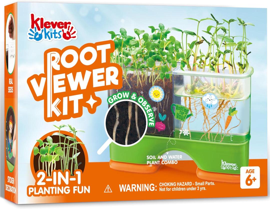 JOVA Klever Kits 2-in-1 Root Viewer & Planting Science Kit for Kids  STEM Learning Gifts for Kids Aged 6+, Soil & Hydro Observation Kit Birthday Toys Gifts for Boys and Girls