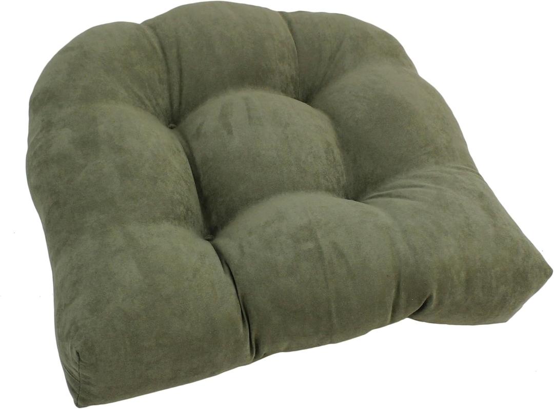 Blazing Needles Microsuede Rounded Back Chair Cushion, 19" x 19", Sage Green