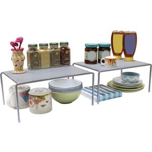 Deco Brothers Expandable Cabinet Shelf Organizer for Kitchen Cabinet and Counter, Grey