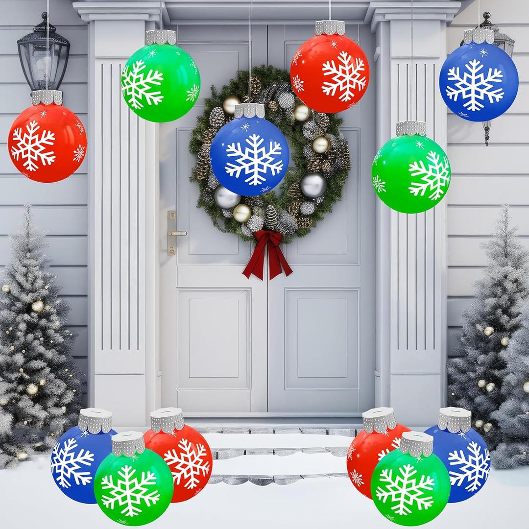 12 Pcs Outdoor Christmas Decorations, Large Inflatable Balls for Yards, Lawns, Porches, Gardens, Front Doors or Windows Christmas Decorated (9 Inch Balls)