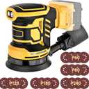 5-Inch Random Orbital Sander, Cordless Sanding Machine Compatible with Dewalt 20V Battery(NO Battery), Brushless Electric Sander with Dust Collector (Light Yellow)