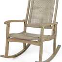 Christopher Knight Home Pearsall Acacia Wood Outdoor Rocking Chair, Wicker Rocking Chair, Patio Recliner Chair, Light Brown, 24" W x 38" D x 39.75" H
