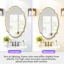 Scalloped Oval Wall Mirror, 24X36 Gold Bathroom Vanity Mirror, Ornate Decorative Mirror for Living Room, Washroom, Bedroom