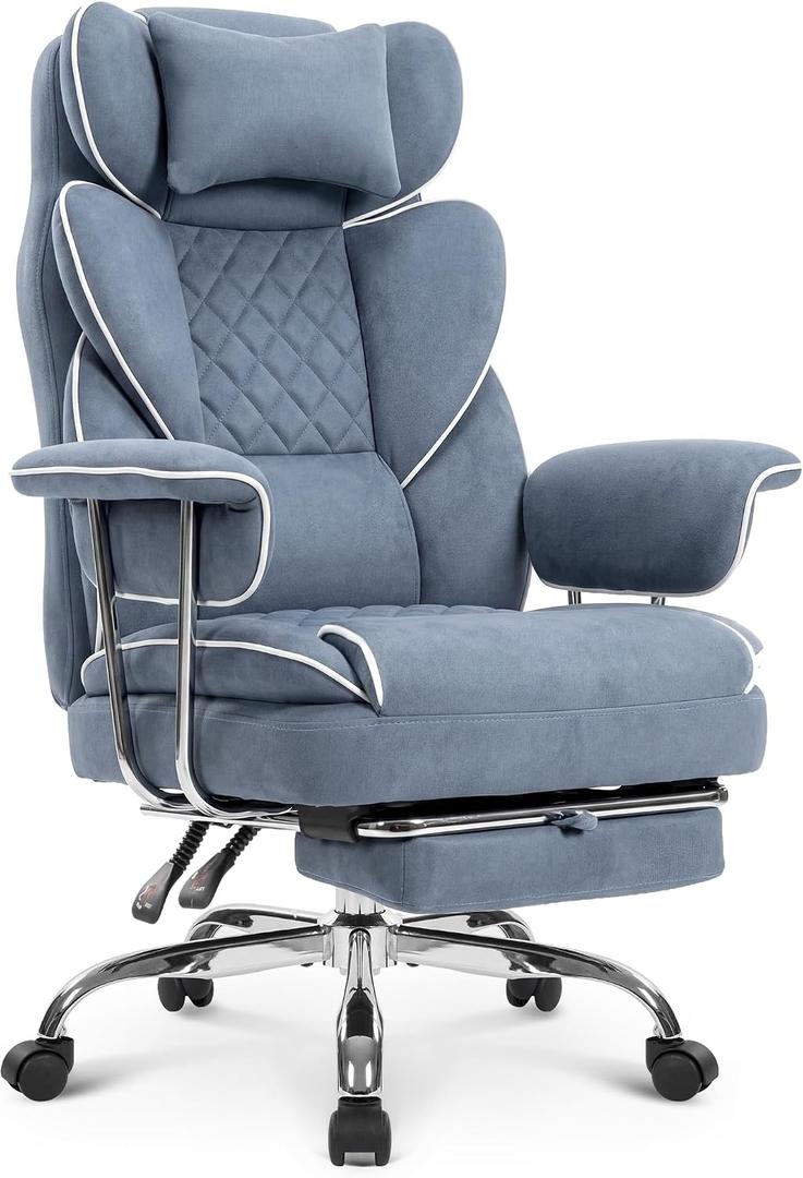 NEO CHAIR Big & Tall Leather Office Chair, High Back, Lumbar Support, Blue