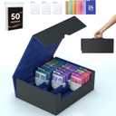3-Row2400+ Trading Card Storage Box, Card Organizer Holder with 50 Sleeves & 24 Dividers, Case Fit for Mtg Tcg Magic Commander Deck Playing Cards, Deck Box for Baseball Sport Cards
