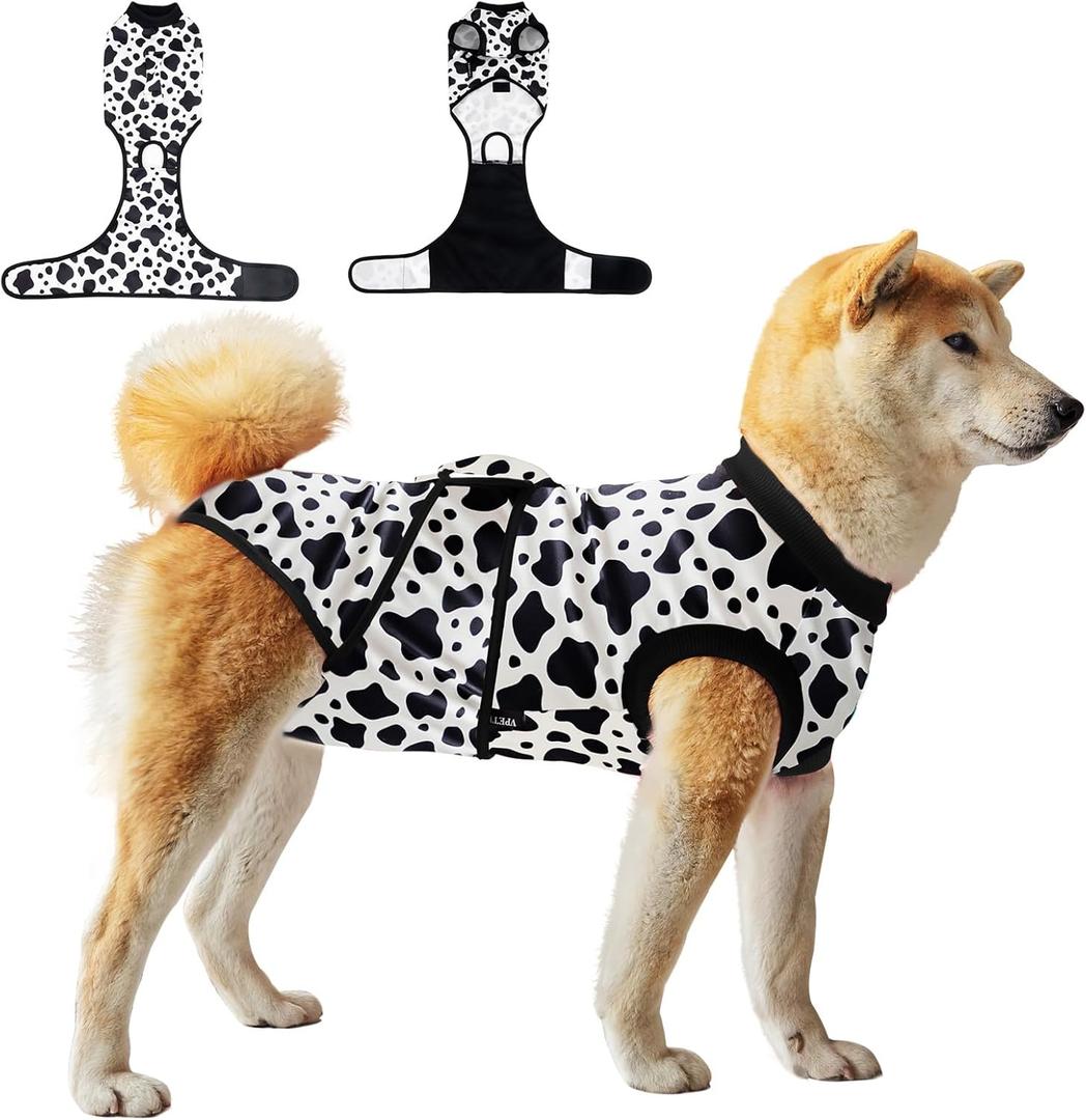 V.PET.B.R Dog Surgery Recovery Suit,Female Male Dog Onesie for Spay Neuter,Substitute E-Collar & Cone,Anti-Licking Breathable Onesie for Small Medium Large Dogs,Cow S