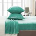 Great Bay Home Extra Soft Velvet Plush California King Micro Fleece Sheet Set | Deluxe Microplush Non Pilling Sheets, Deep Pocket | Lavish Sherpa Velvet Luxe Collection (Cal King, Aqua)