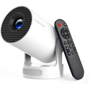 Magcubic Mini Projector with WiFi 6 and Bluetooth 5.4, Portable Projector 4K Support, 5W Soundbase Speaker, Auto Vertical Keystone 180Rotatable Smart Proyector for Movie Home Outdoor (White)