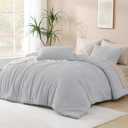 Andency Light Grey King Size Comforter Set, 3 Pieces Boho Bedding Set & Collections, Farmhouse Tufted Fluffy Bedding Comforter Sets for King Bed (1 Comforter 104x90In, 2 Pillowcases)