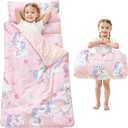 Lasoftan Toddler Nap Mat with Pillow and Blanket, Extra Large Rolled Napping Mats,Slumber Bags for Boys Girls,Kids Sleeping Bag for Daycare, Preschool Travel Camping (Unicorn)