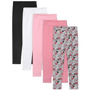 Resinta 5 Packs Toddler and Baby Girls Leggings Pants Full Length Cotton Basic Leggings Stretchy Soft Leggings Tights Pants 4 T