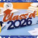 Class of 2026 Sign Graduation Party Decorations 2026 Grad Photo Booth Prop Graduation Table Centerpieces for Senior Night Decor Signs College High School Party Supplies(Blue and Orange)