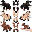 Zomiboo 9 Pack Horse Stuffed Animals Plush Toy Standing Stuffed Horse 4 Inch Mini Plush with Detachable Chain for Animal Theme Party Birthday Decoration Supplies(Vivid Style)