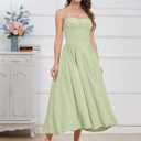 Womens Corset Dress Sexy Thigh Spaghetti Strap Bustier Cocktail Dress Low Cut Boho Formal Dresses with Pockets (Green, L)