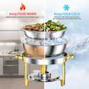 Chafing Dishes for Buffet Set: 100% Pre-Installed Chafers for Catering - Round Chafing Dish Buffet Set with Lids | Chafers and Buffet Warmers Sets | Serving Food Warmer | Chafers Servers Sets