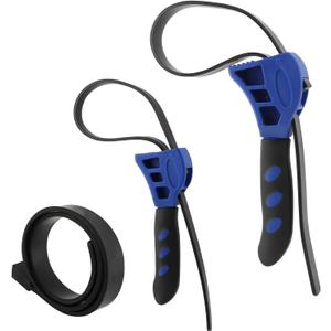 Adjustable Rubber Strap Wrench Set, 2pcs - Max Diameter 4" and 6", Adjustable Reinforced Rubber Belt Wrench for Jar Opener, Shower Head, Oil Filter, Water Filter, Plumbing, Sink(COLOR:Blue+Black)