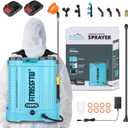 Battery Powered Backpack Sprayer 4.2 Gallon, 0-100 PSI Adjustable Pressure Garden Sprayer Compatible with 2pcs 2.0Ah 18V Battery, Electric Mixing Function, Telescope Wand, 8 Nozzles, Charger Included