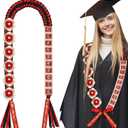Suncalla 59'' Graduation Money Lei Class of 2026 Ribbon Lei Double Braided DIY with 6 Glitter Satin Flowers Congrats Graduates Cash Gifts Class of 2026 Gift for Men Women(Black Red)