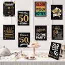 4 x 10pcs Black Gold 50th Birthday Decorations Happy 50 Years Old Posters for Men Women 1976 Birthday Poster Signs for Fifty Years Old Table Toppers Photo Props Supplies Wall Door Window Decor 11 x 14 in