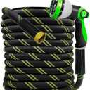 Junredy Garden Hose 25 FT, NON-EXPANDABLE Heavy-Duty Flexible & Lightweight Water Hose with 10-Function Nozzle, No-Kink Design, Leak-Proof Super Fabric, Solid Fittings for Lawn, Car, RV, Outdoor