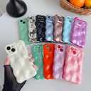 Caseative for iPhone 15 Case,Water Ripple Wave Meteorite Bubble Chrome Plating Electroplated Candy Phone Case (Silver)