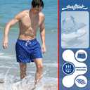 SurfTrak Mens Swim Trunks 5 Inch with Compression Liner Bathing Suit Quick Dry Beach Swim Shorts Lightweight Pockets (Blue, XXL)
