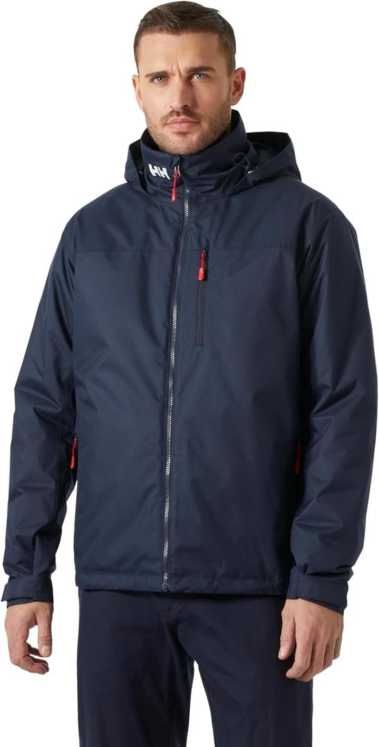 Helly-Hansen Crew Hooded Midlayer 2.0 Waterproof Jackets for Men with Insulated Windproof Sailing Fabric and Packable Hood (Small, 597 Navy)