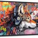 JEAWA Large Framed Canvas Painting - 24x48 IN Landscape Wall Decor Ready to Hang, Majestic Mountain Picture, Orange Trees by the Lake Art Prints for Bedroom Living Room Home Decoration