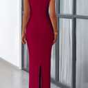 PRETTYGARDEN Women's 2026 Summer Formal Maxi Dresses Sleeveless One Shoulder Bodycon Ruched Mesh Wedding Guest Cocktail Dress (Red, XL)