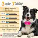 Dog Bark Collar for Large Medium Small Dogs, Effective No-Bark Collar, Smart Barking Collar, Rechargeable Bark Collar with 7 Sensitivity, 3 Modes, Waterproof, Ballet Pink