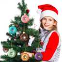 6 Pack Christmas Cupcake Ornaments Glass Christmas Tree Donut Hanging Ornaments Mini Glass Blown Cupcake Donut Dessert Decor Set for Xmas Tree Pendant Home Birthday Party Decoration(Donut Style)