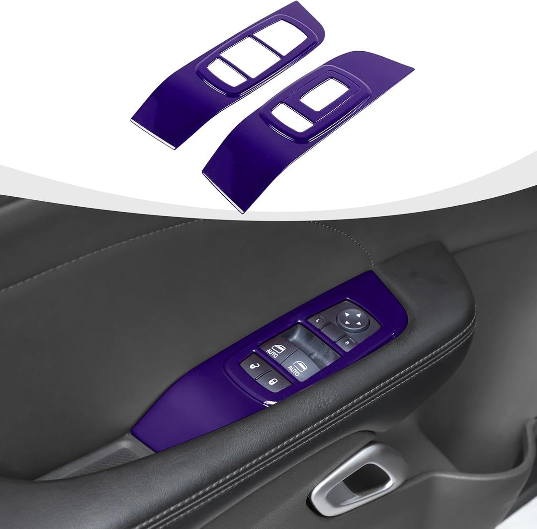 Window Lift Switch Panel Cover Trim Compatible with Dodge Challenger 2015-2024 Interior Accessories, Purple