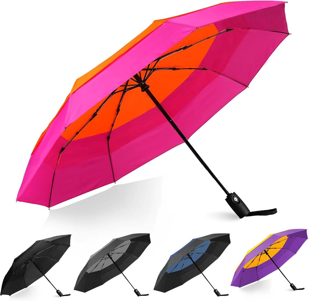Windproof Compact Travel Umbrellas for Rain Easy Auto Open Close, Automatic Durable Waterproof Backpack, Portable, Lightweight Umbrellas for Travel