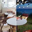 Obstal Fitted Round Table Cloth, Reversible Waterproof Stain Resistant Elastic Stretch Tablecloth, Wipe Clean Table Cover for Outdoor/Indoor Use, Fits Round Tables up to 30" - 36" Diameter, Silver