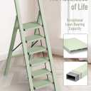 Mayi Plus 6 Step Ladder, Lightweight Folding Step Stool with Convenient Handgrip,Aluminum 330lbs Capacity Step Ladder for Office,Household,Kitchen,Library(Green)