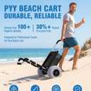 PYY Beach Fishing Cart - 220LBS Foldable Aluminum Beach Wagon Trolley with 13" Balloon Wheels, 23" x 15" Cargo Deck, Fishing Rod Holders, 30" to 40" Adjustable Handle, Heavy Duty Cart for Beach