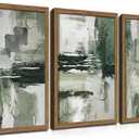 Sage Green Abstract Wall Art Set of 3, Modern Abstract Canvas Wall Decor Paintings, Green Neutral Minimalist Posters Prints Pictures for Living Room Bedroom Office Home Decor 16x24 Inch Wood Framed, 24L" x 16W"