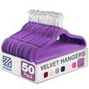 Zober Velvet Hangers 50 Pack - Heavy Duty Hangers for Coats, Pants & Dress Clothes - Non Slip Clothes Hanger Set - Space Saving Felt Hanger for Clothing (Purple)